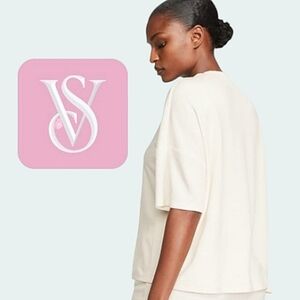 Victoria's Secret Glow Waffle Tee in Cream Sz XXL NWT